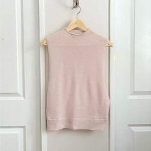 360 Cashmere 100% Cashmere Sleeveless Mock Neck Vest – Soft Pink